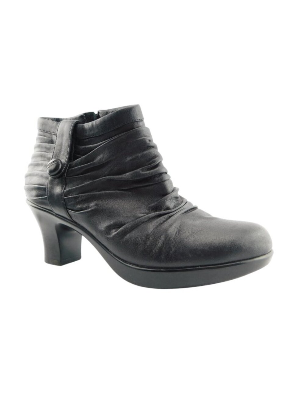 DANSKO Black Scrunch Leather Bootie Heels 37